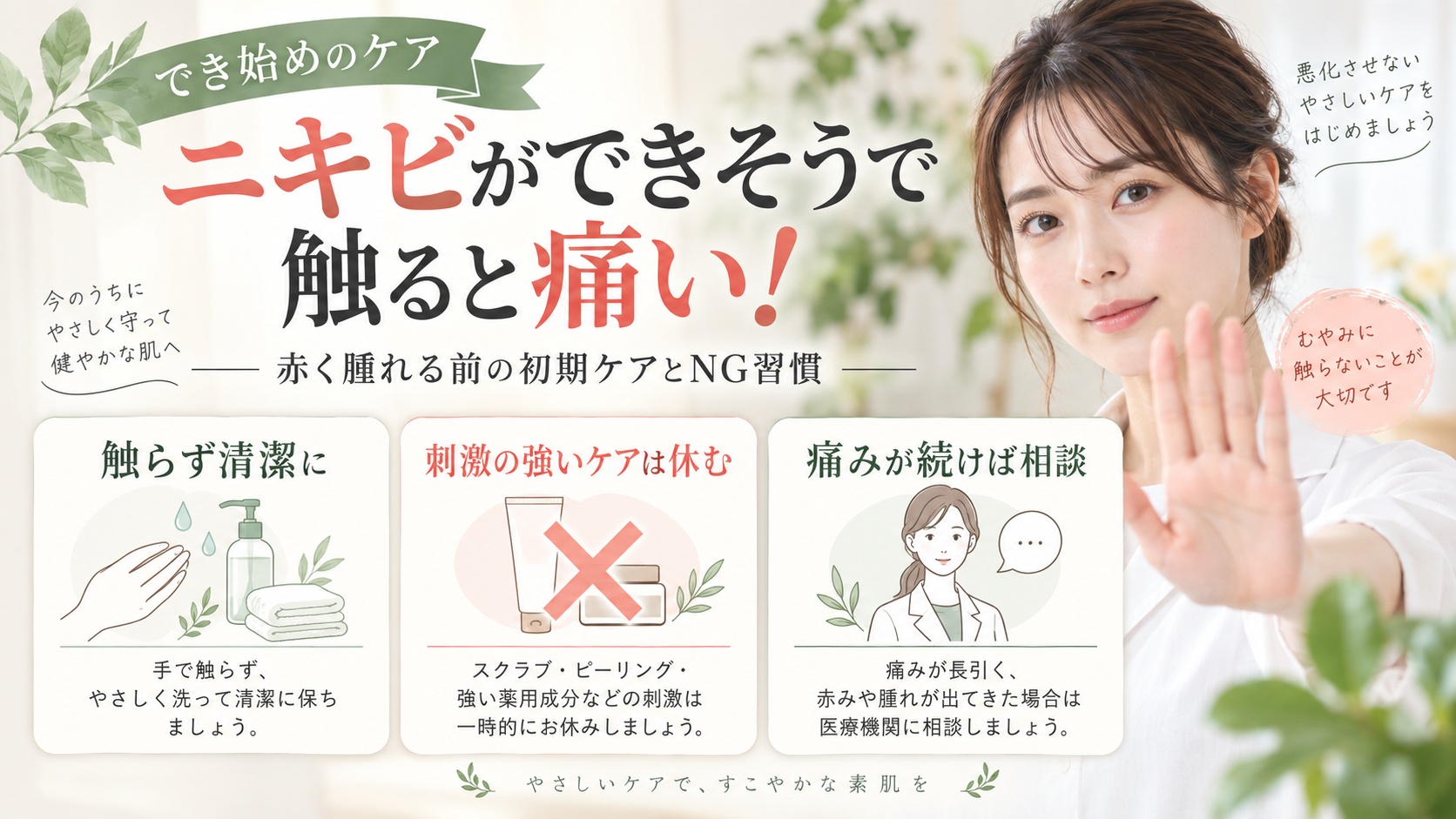 ニキビができそうで触ると痛い!赤く腫れる前の正しい初期ケアとNG習慣