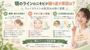 顎のラインのニキビが繰り返す原因は？フェイスラインの肌荒れを防ぐ習慣