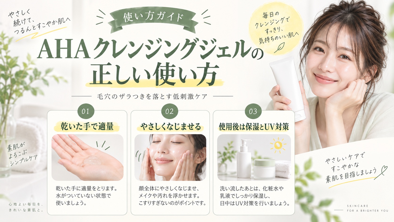 AHAクレンジングジェルの正しい使い方！毛穴のザラつきを落とす低刺激ケア