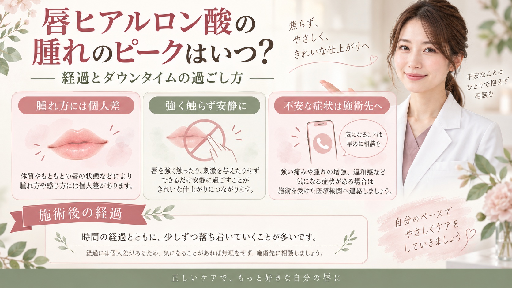 唇ヒアルロン酸の腫れのピークはいつ？経過とダウンタイムの正しい過ごし方