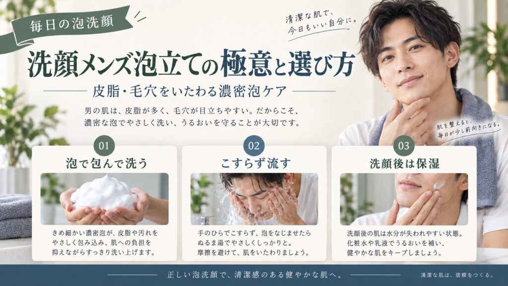 洗顔メンズ泡立ての極意と選び方！皮脂毛穴を制する濃密泡スキンケア