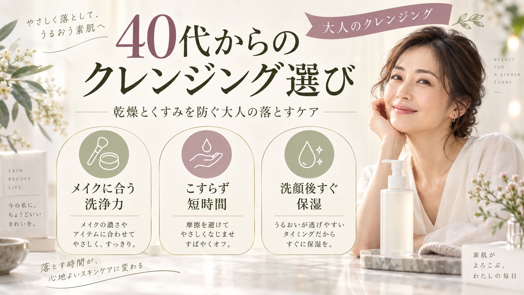 40代からのクレンジング選び！乾燥とくすみを防ぐ大人の落とすケア
