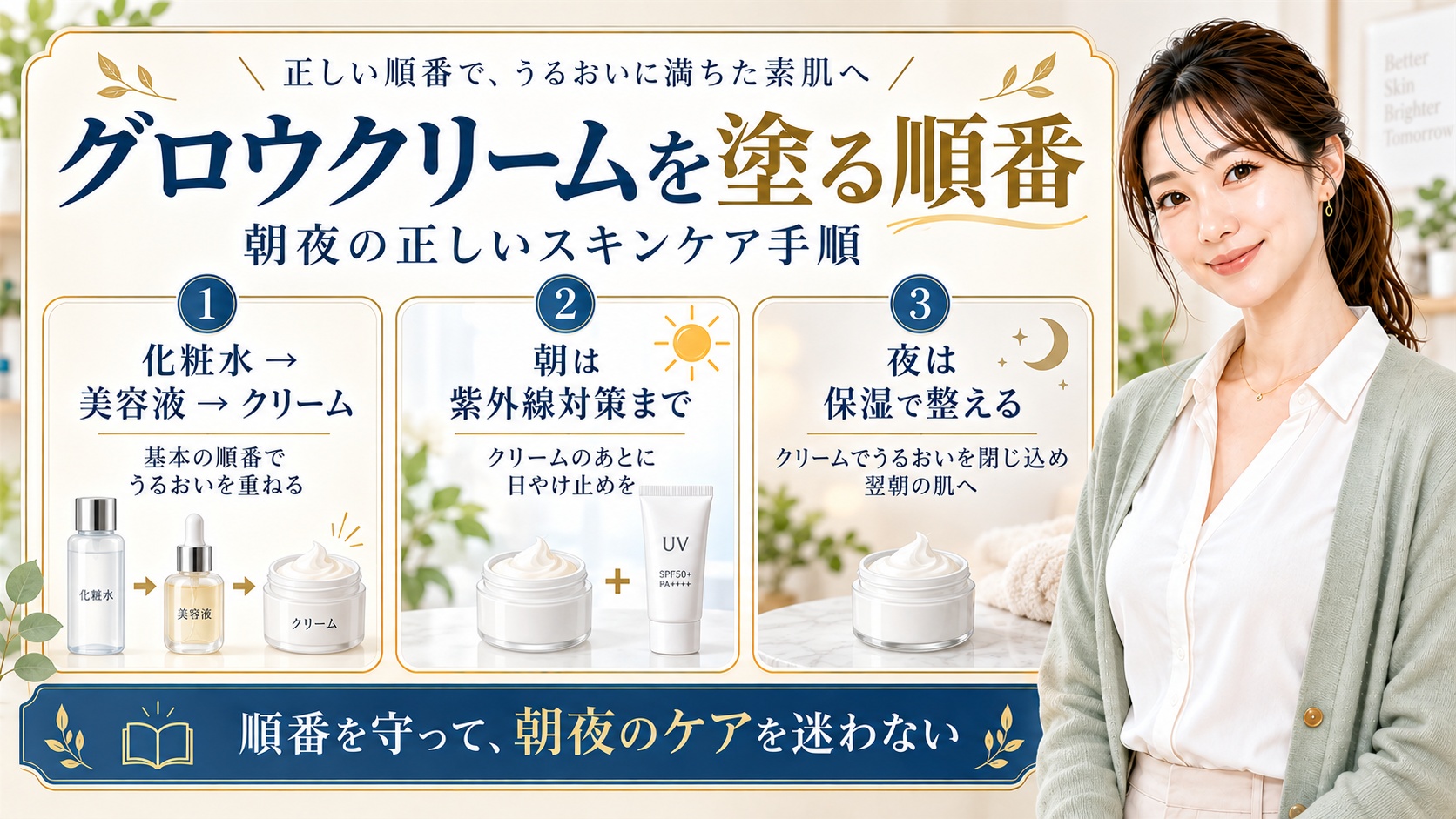 アクシスワイ グロウクリームを塗る順番を解説する美容ボード