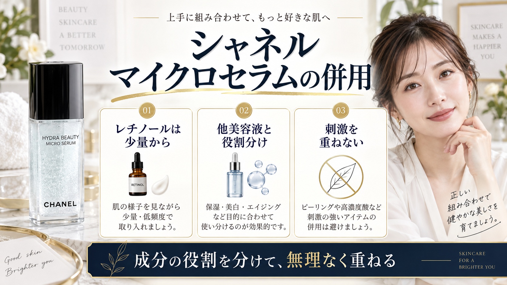 シャネル イドゥラビューティマイクロセラムの併用方法を解説する美容ボード
