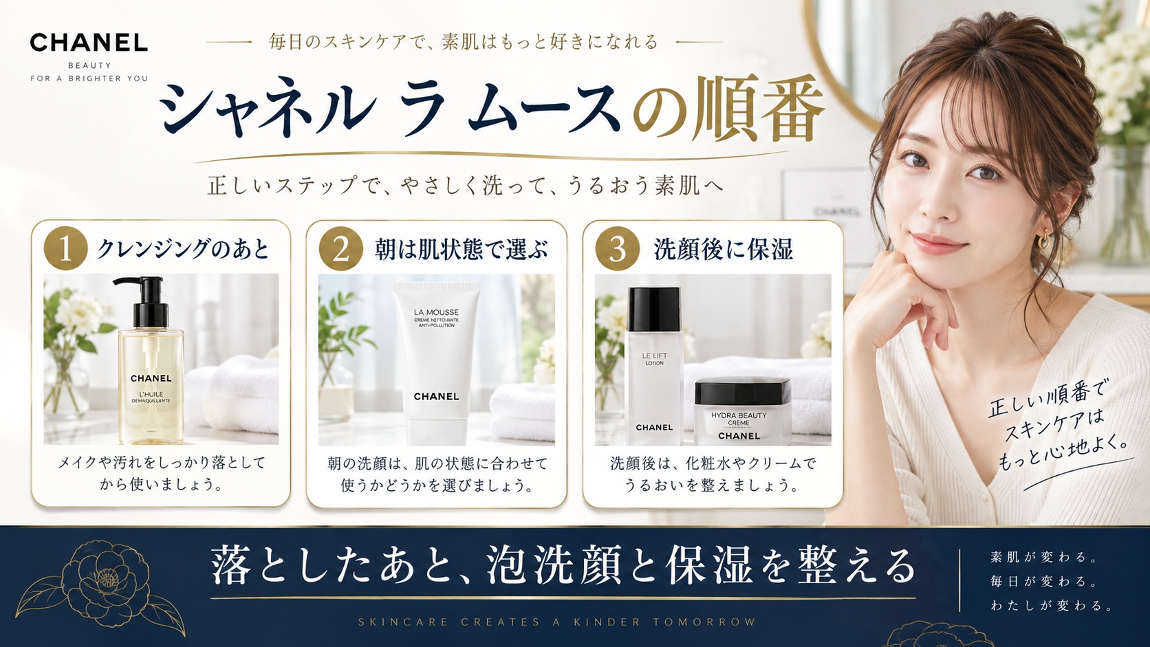 シャネル ラ ムースの順番！クレンジング後や朝夜の洗顔手順
