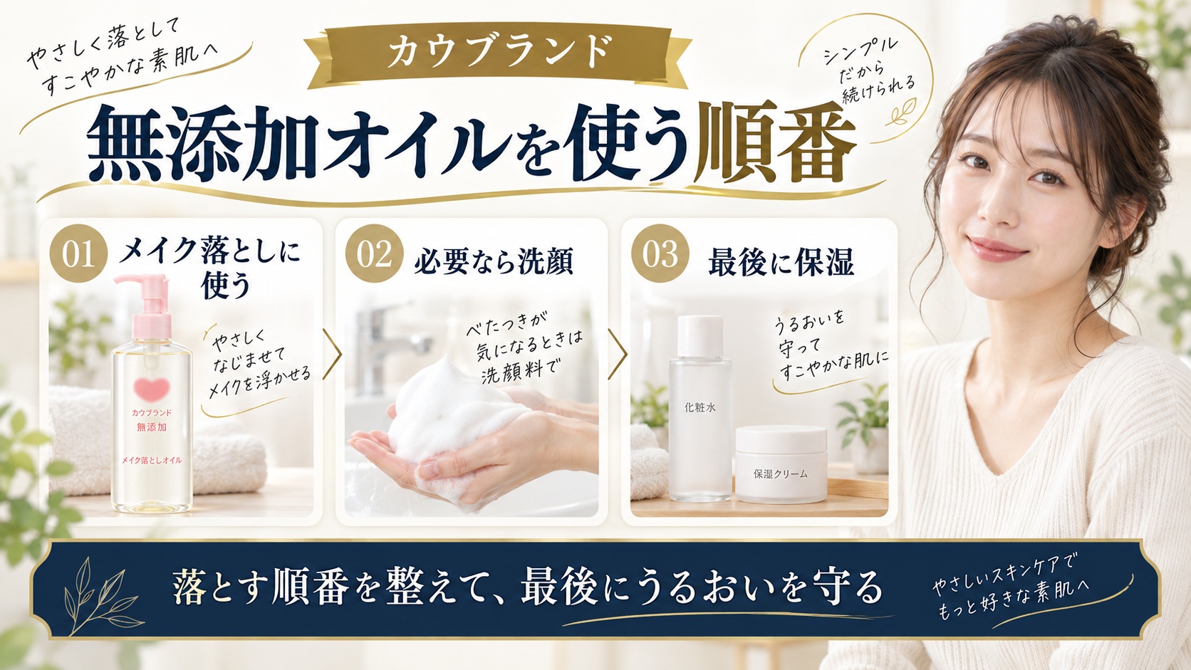 カウブランド無添加オイルを使う順番を解説する美容ボード