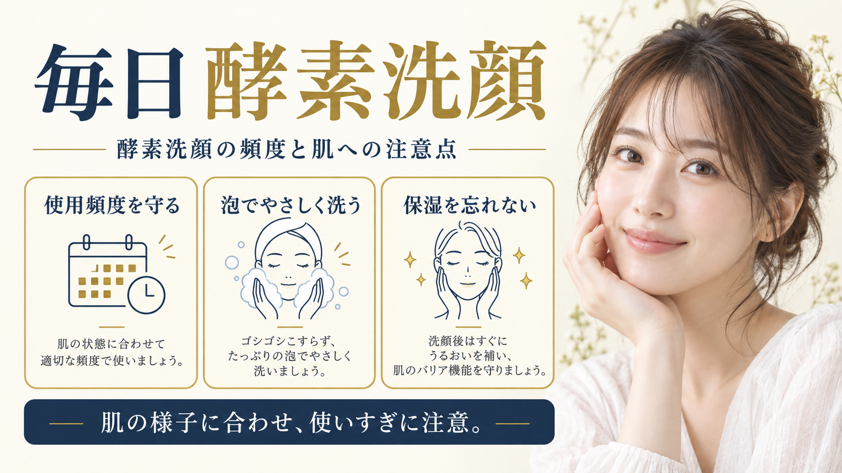 毎日酵素洗顔を3ステップで示すアイキャッチ