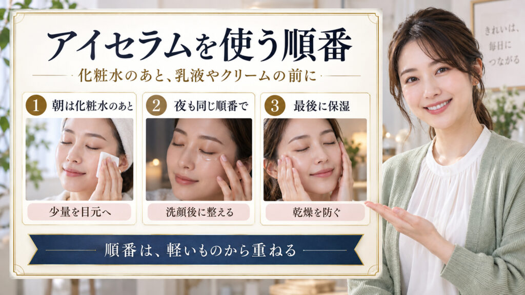 コスメデコルテ リポソーム アイセラムを使う順番を3ステップで解説するアイキャッチ