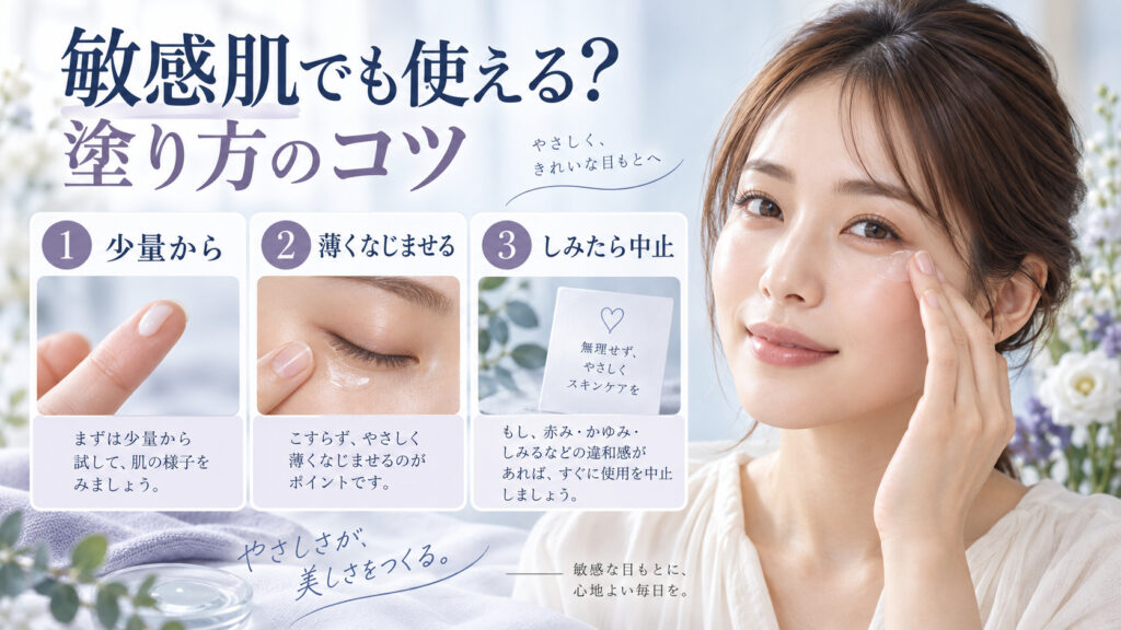コスメデコルテ リポソーム アイセラムを敏感肌で使う塗り方のコツを3ステップで解説するアイキャッチ