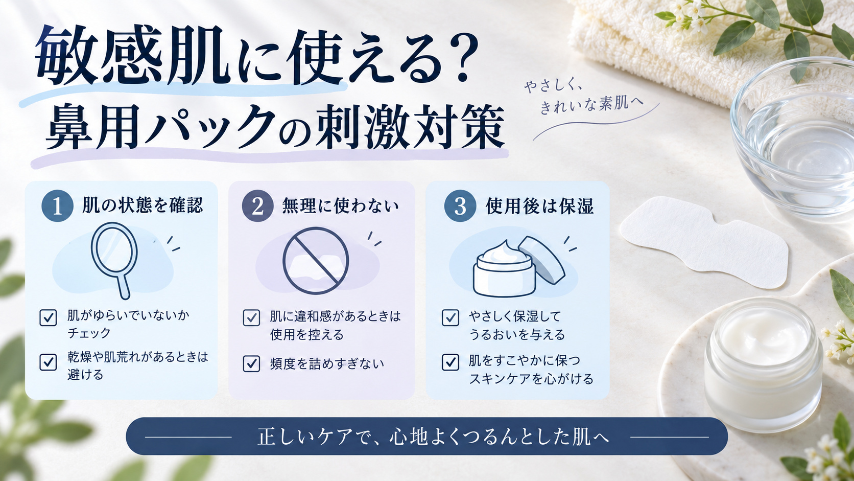 ビオレ鼻用パックを敏感肌で使う際の肌状態確認・使用判断・保湿を解説するアイキャッチ
