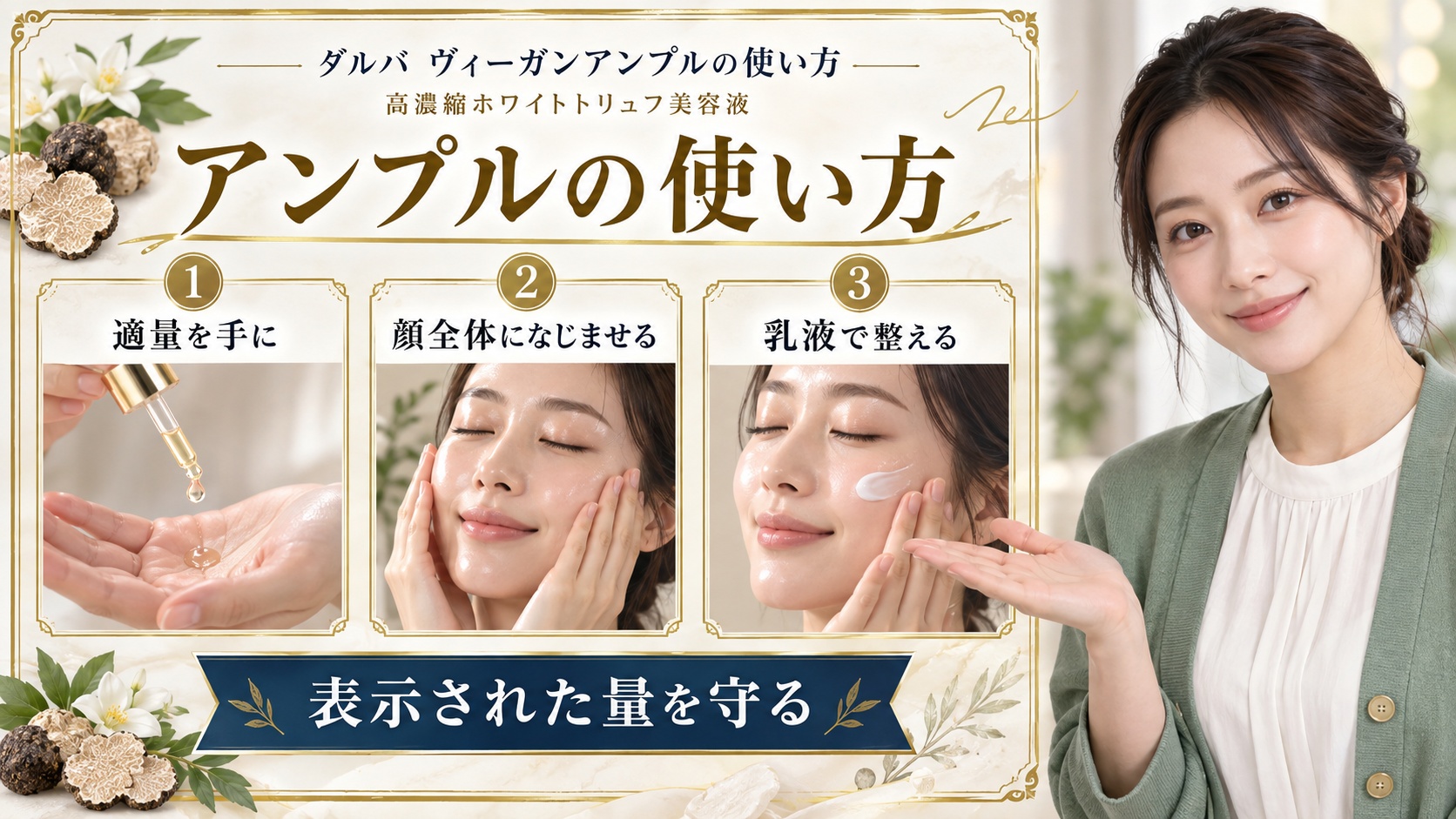 ダルバ ヴィーガンアンプルの使い方|高濃縮ホワイトトリュフ美容液 アイキャッチ
