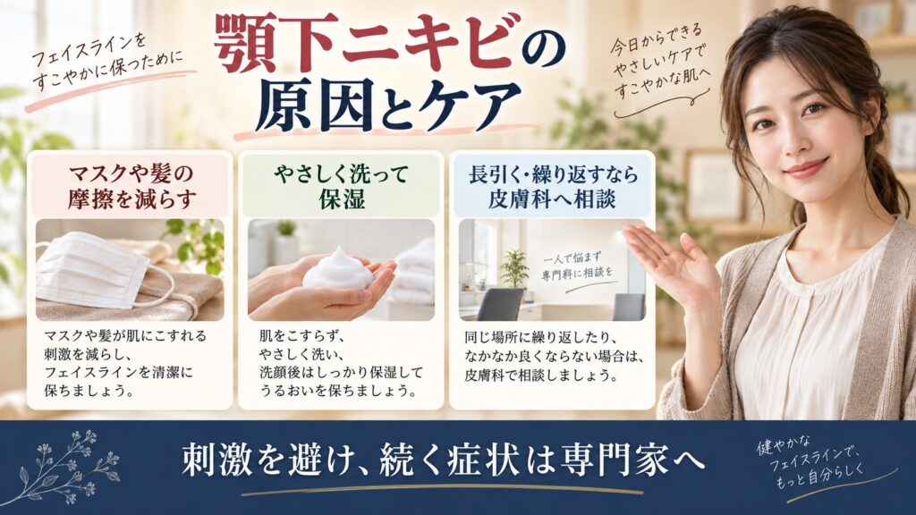 顎下ニキビの意味と原因｜フェイスラインの肌荒れを防ぐケア アイキャッチ