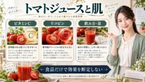 トマトジュースのビタミンCとリコピン効果｜美肌と毛穴ケアの飲み方 アイキャッチ