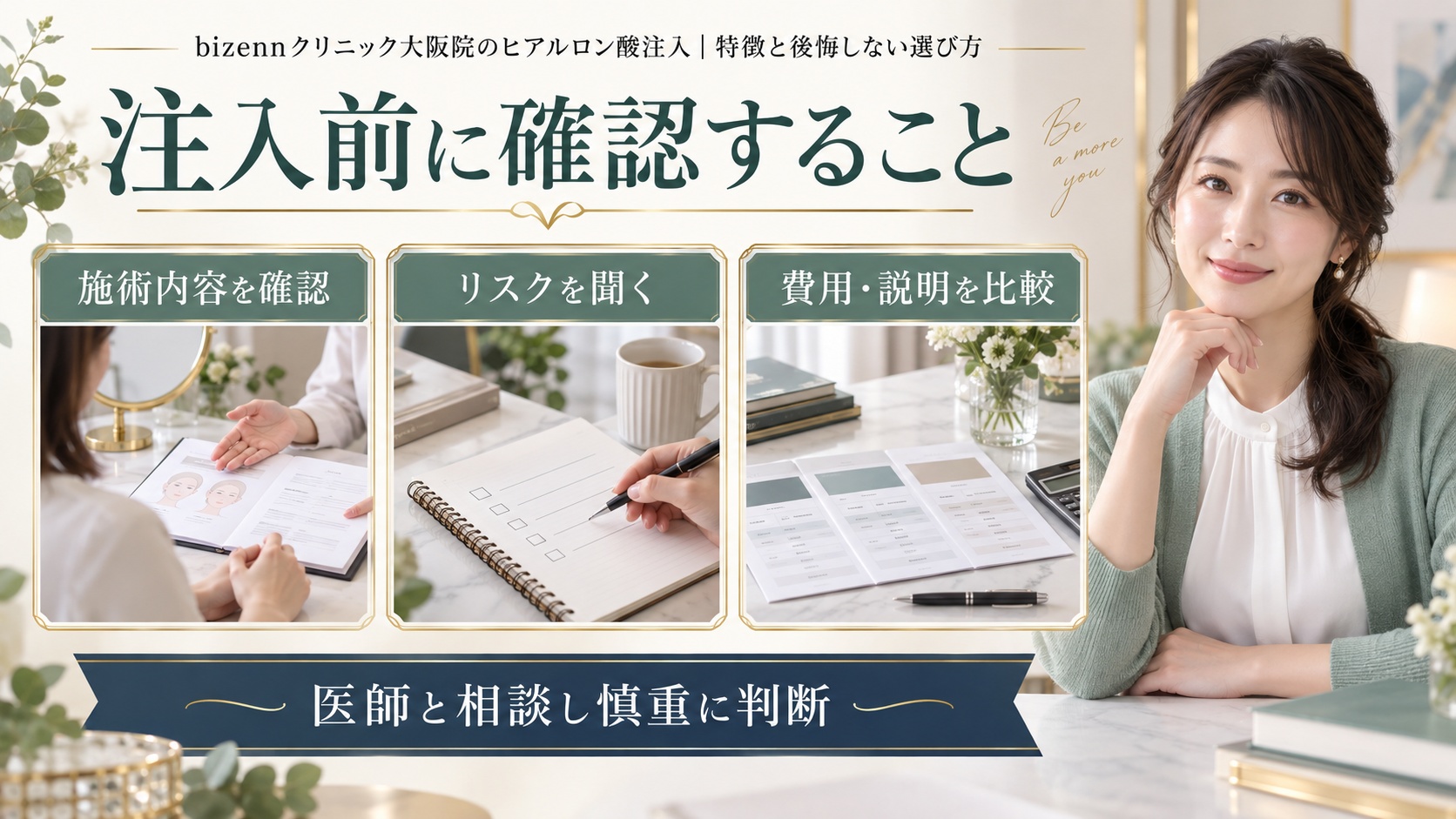 bizennクリニック大阪院のヒアルロン酸注入｜特徴と後悔しない選び方 アイキャッチ