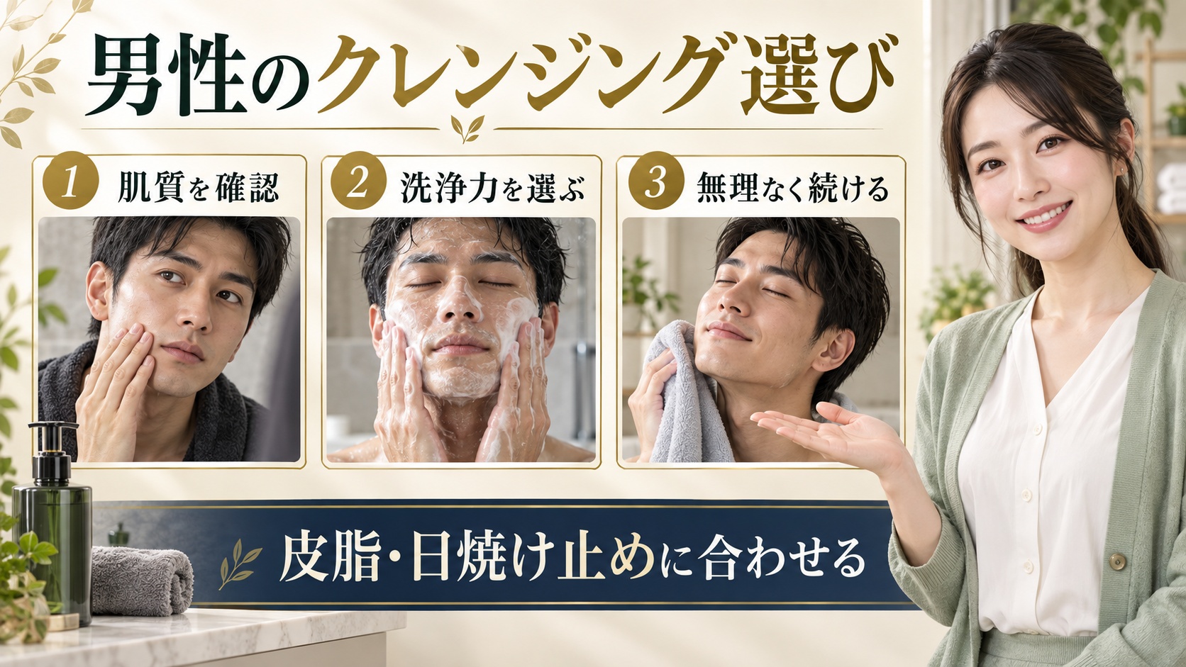 男のクレンジングおすすめの選び方｜毛穴黒ずみと皮脂を落とす洗顔 アイキャッチ
