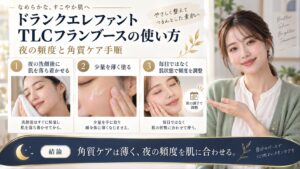 ドランクエレファントTLCフランブースの夜の使い方と頻度を示すアイキャッチ