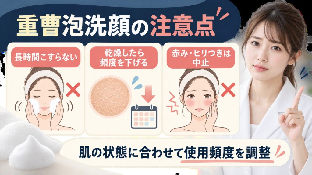 毛穴撫子重曹泡洗顔の注意点｜肌荒れ・乾燥を防ぐ正しい使い方