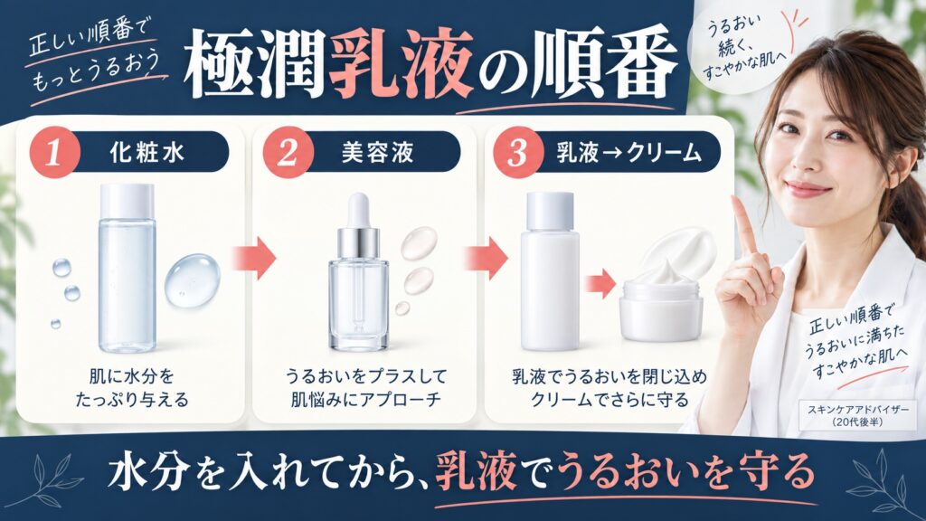 肌ラボ極潤ヒアルロン乳液の順番｜化粧水・美容液・クリームとの正しい並び