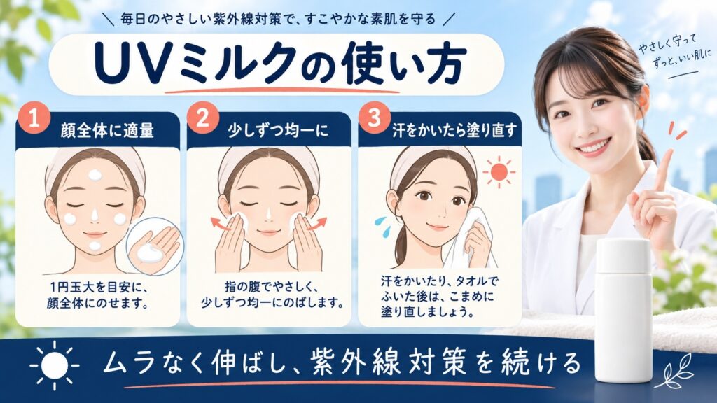 イハダ薬用フェイスプロテクトUVミルクの使い方｜白浮きしない適量と塗り方