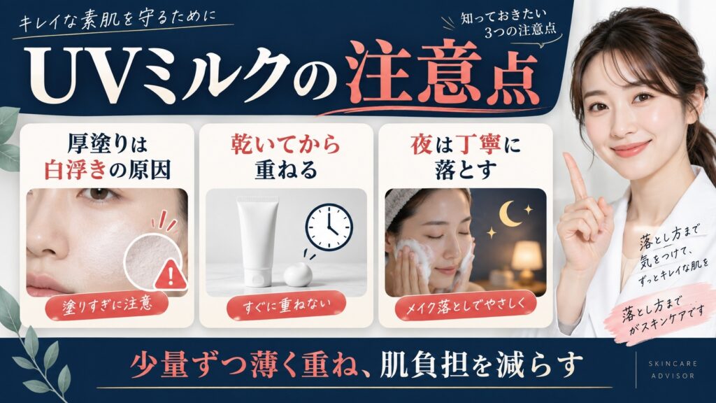 イハダ薬用フェイスプロテクトUVミルクの注意点｜白浮き・毛穴落ち・落とし方