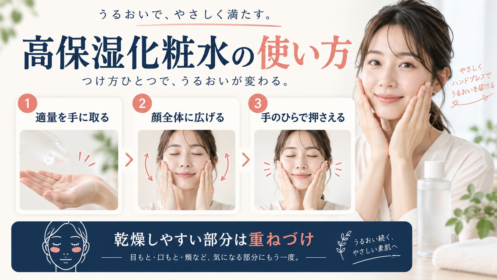 無印良品敏感肌用化粧水高保湿の使い方|効果を引き出す適量とハンドプレス