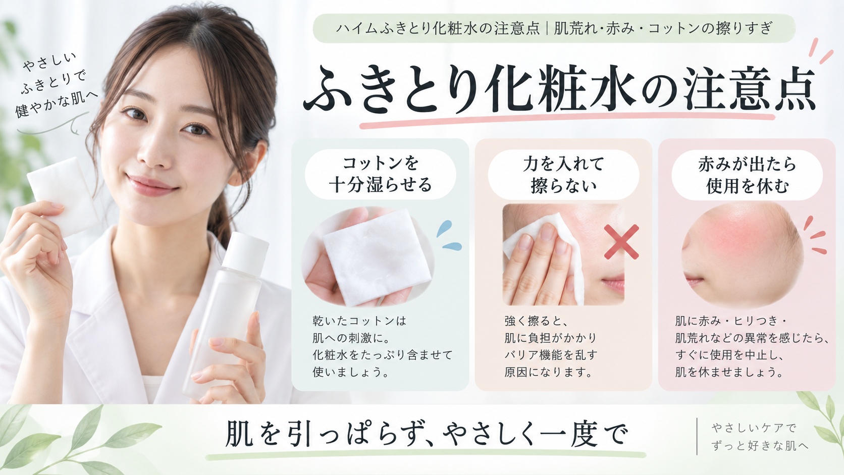 ハイムふきとり化粧水の注意点｜肌荒れ・赤み・コットンの擦りすぎ