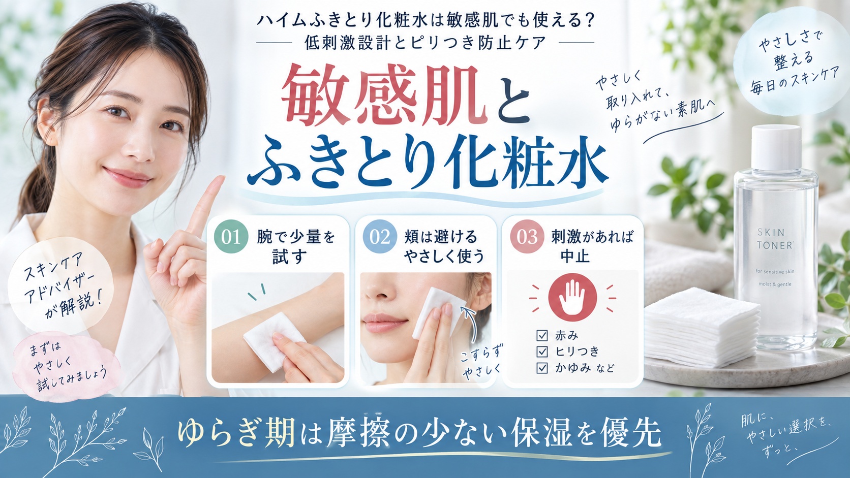 ハイムふきとり化粧水は敏感肌でも使える？低刺激設計とピリつき防止ケア