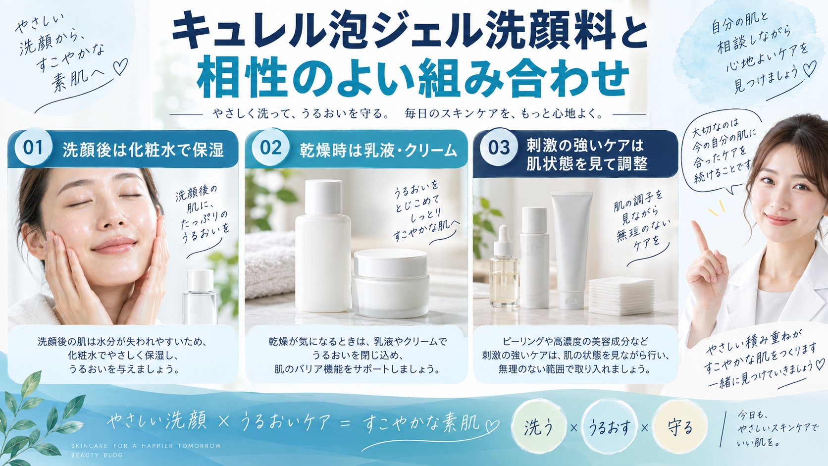 キュレル泡ジェル洗顔料と相性抜群の組み合わせ|他社コスメ併用術