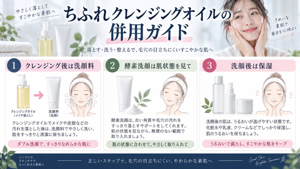 ちふれクレンジングオイルの併用ガイド｜洗顔料・酵素・毛穴ケアとの相性