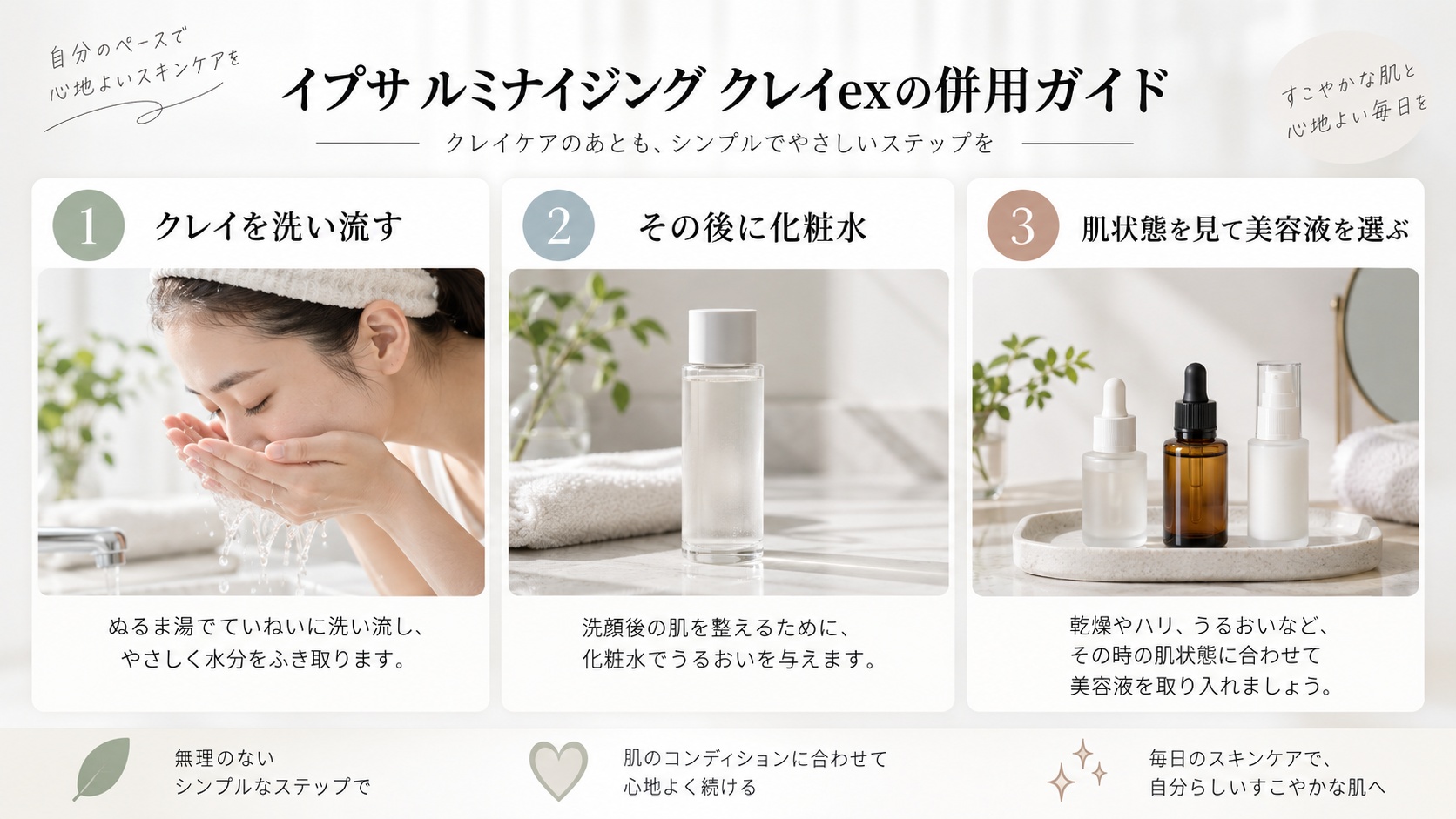 イプサルミナイジングクレイexの併用ガイド|化粧水・美容液との相性とNG例