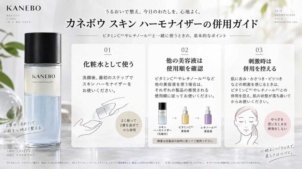 カネボウスキンハーモナイザーの併用ガイド｜ビタミンC・レチノール相性