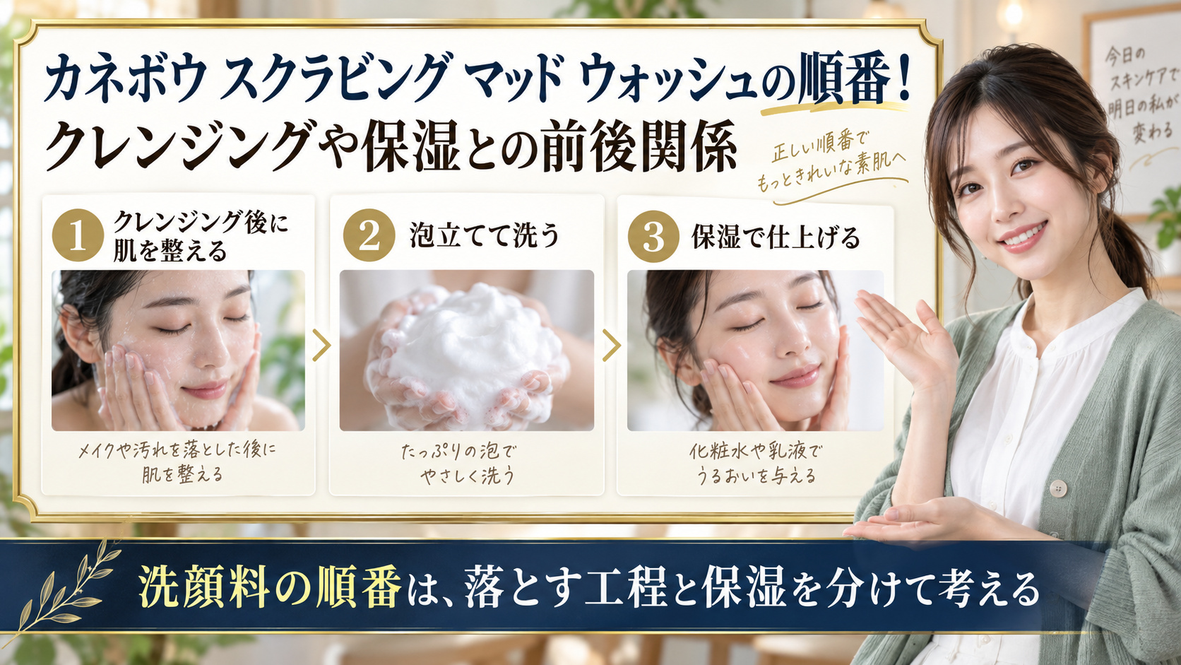 カネボウ スクラビング マッド ウォッシュの順番!クレンジングや保湿との前後関係 アイキャッチ