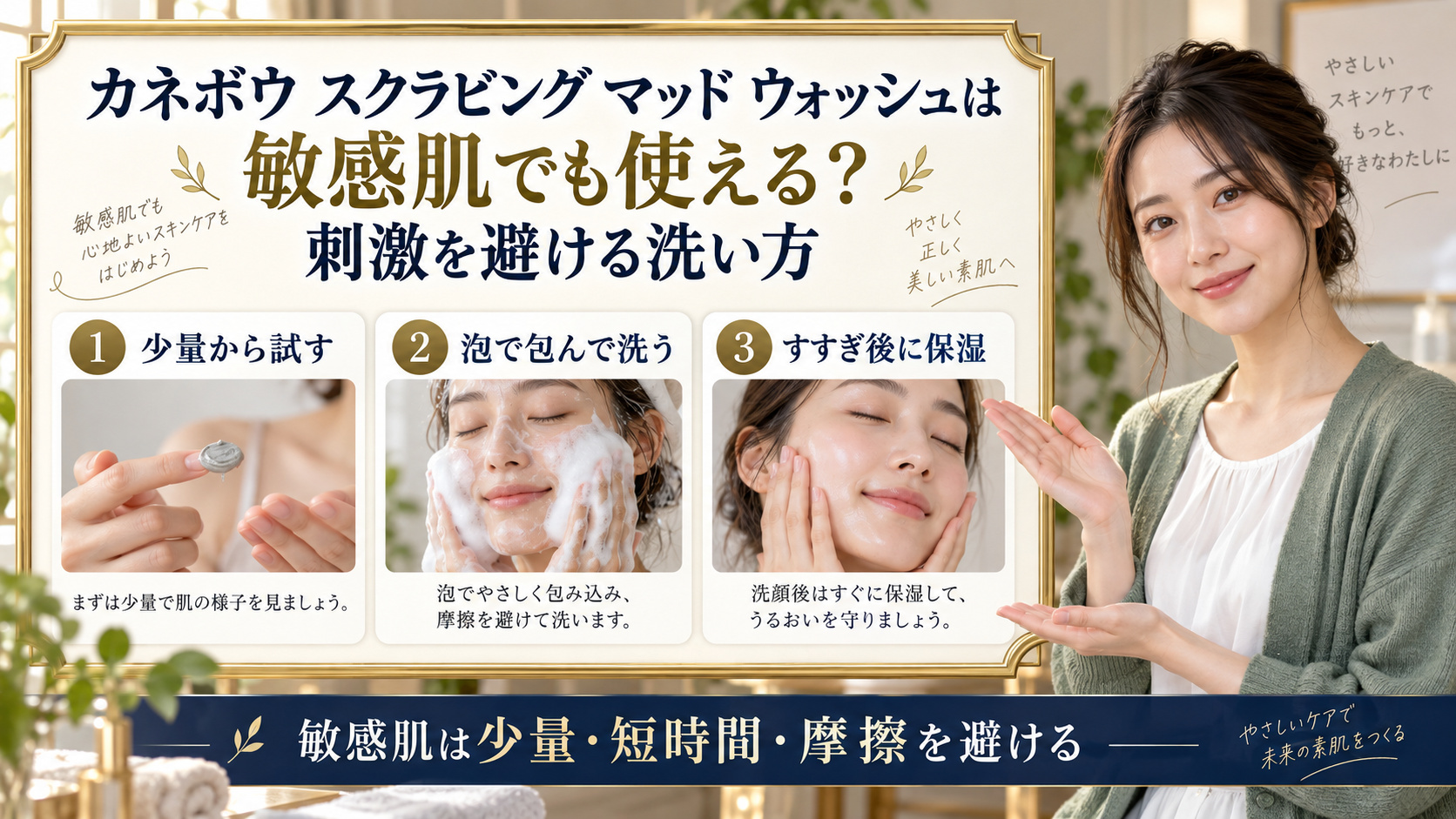 カネボウ スクラビング マッド ウォッシュを敏感肌で使う方法のアイキャッチ