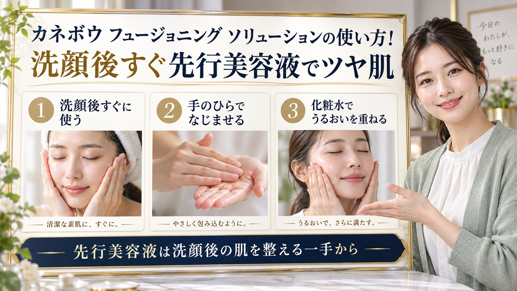 カネボウ フュージョニング ソリューションの使い方を解説するアイキャッチ