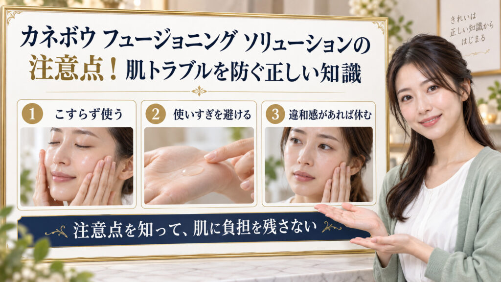 カネボウ フュージョニング ソリューションの注意点を解説するアイキャッチ