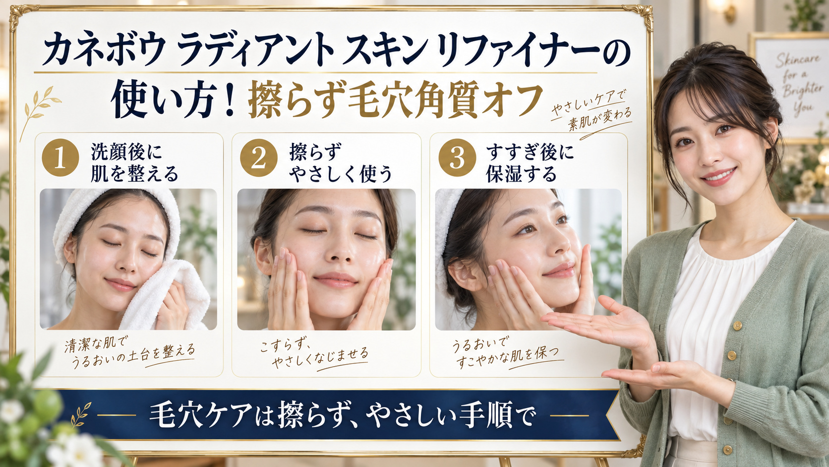 カネボウ ラディアント スキン リファイナーの使い方を解説するアイキャッチ