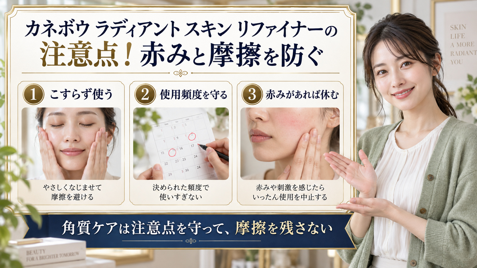 カネボウ ラディアント スキン リファイナーの注意点を解説するアイキャッチ