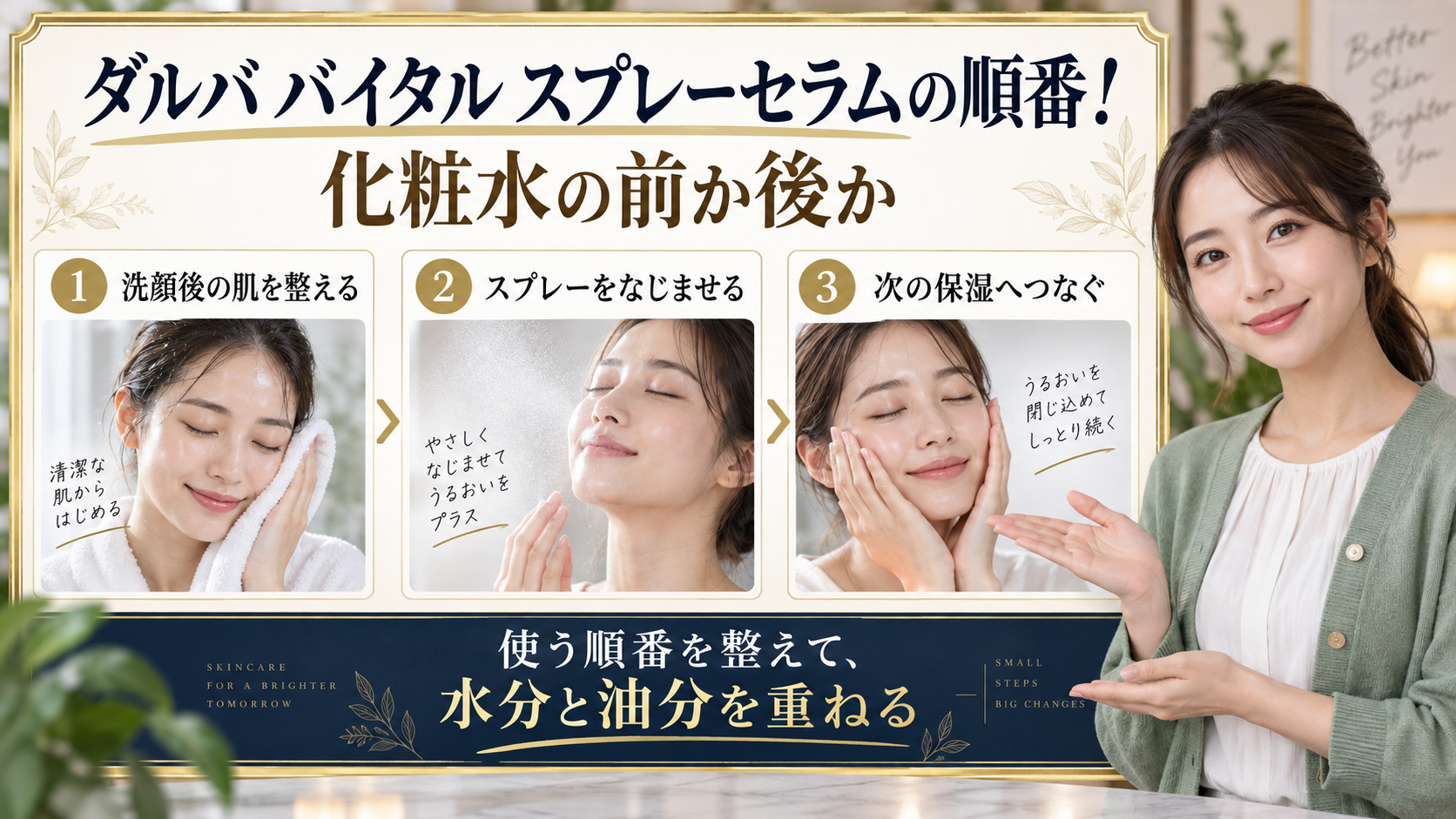 ダルバ バイタル スプレーセラムの順番を解説するアイキャッチ