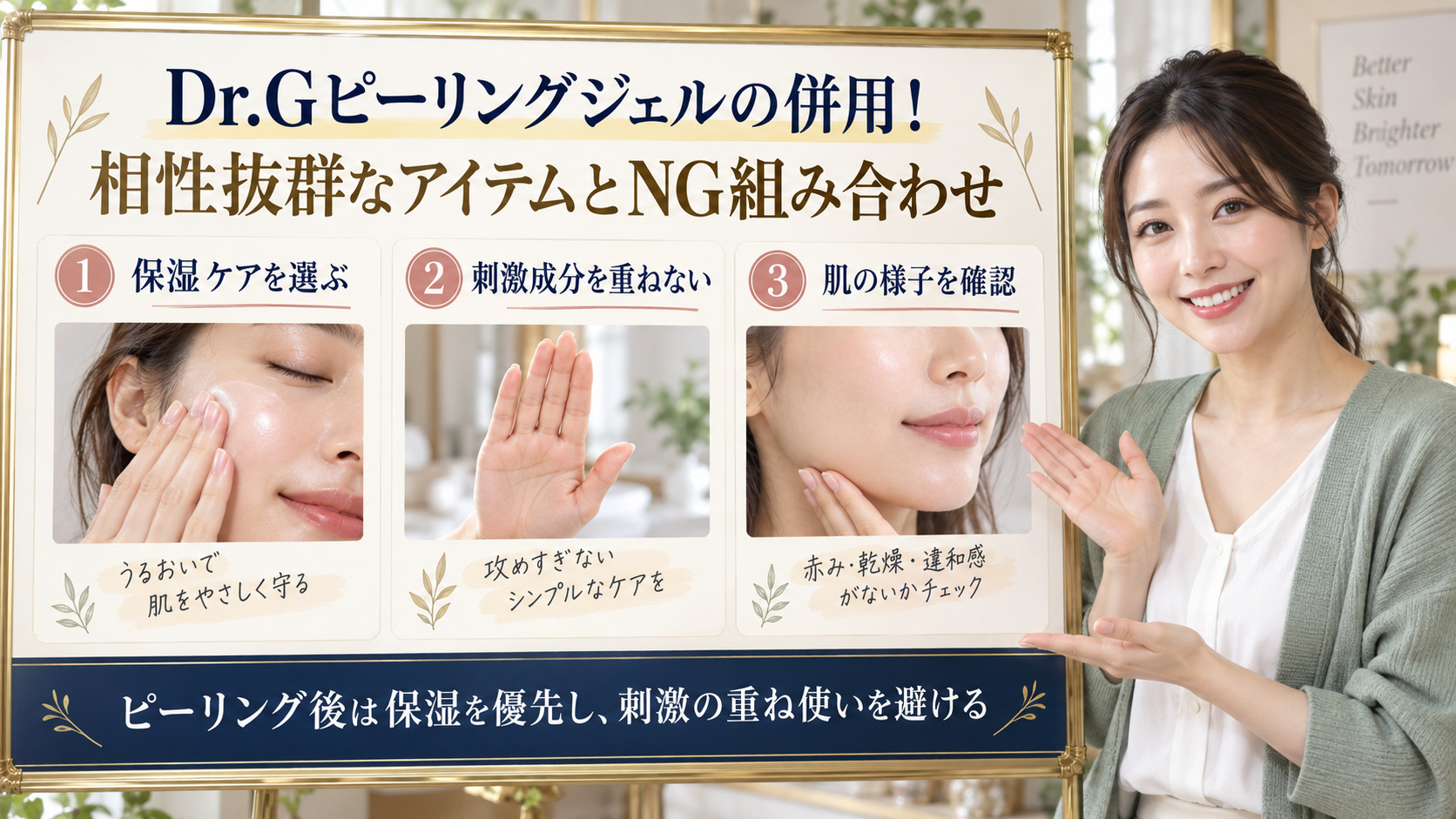 Dr.Gピーリングジェルの併用方法を解説するアイキャッチ