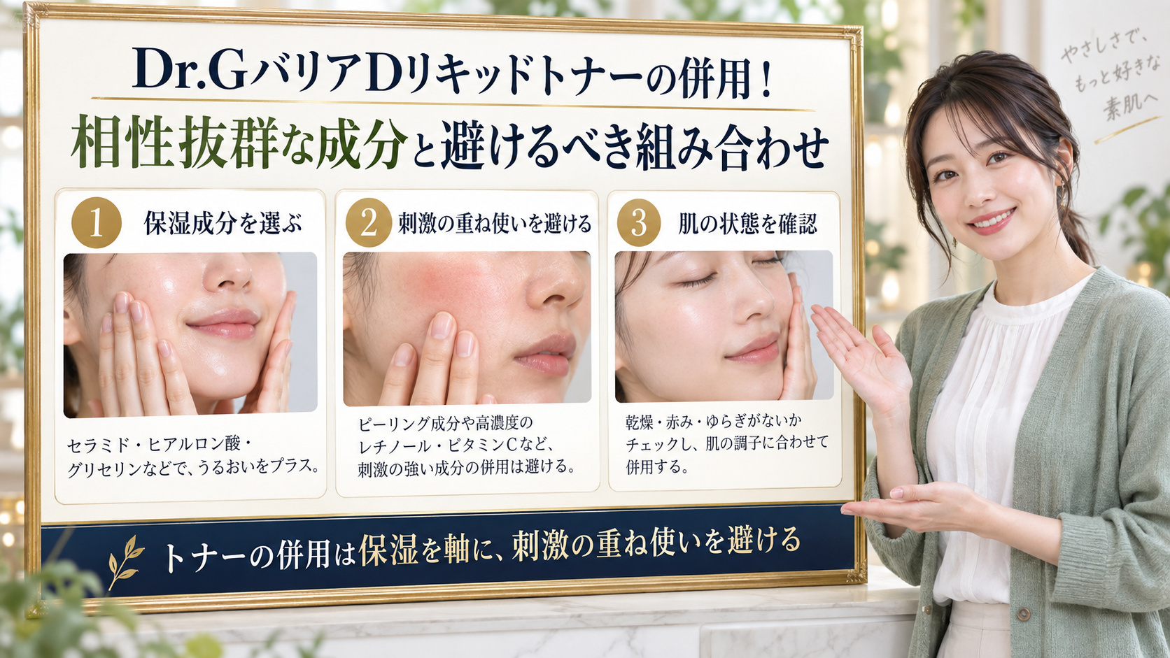 Dr.GバリアDリキッドトナーの併用方法を解説するアイキャッチ