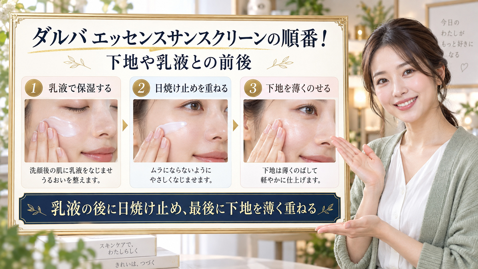 ダルバ エッセンスサンスクリーンを使う順番のアイキャッチ