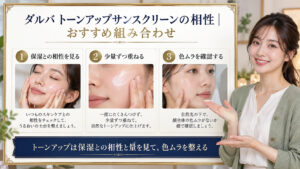 ダルバ トーンアップサンスクリーンの組み合わせを解説するアイキャッチ