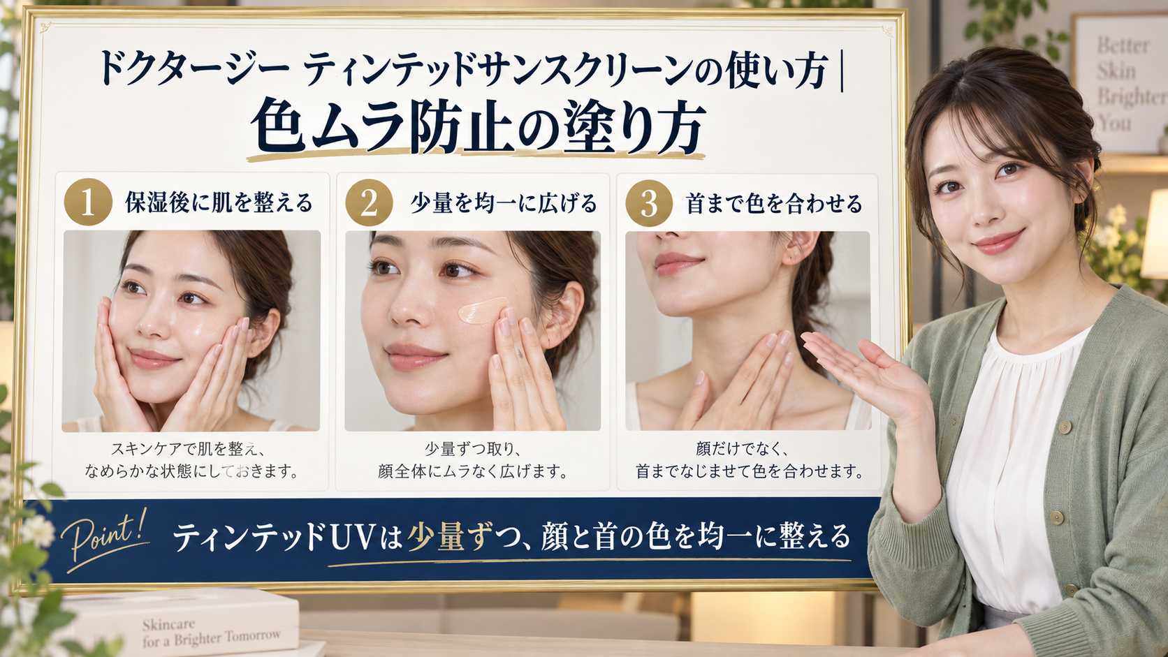 ドクタージー ティンテッドサンスクリーンの使い方を解説するアイキャッチ