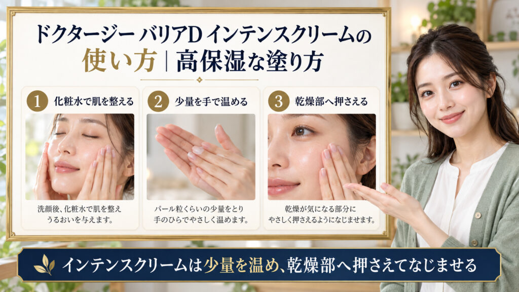ドクタージー バリアD インテンスクリームの使い方を解説するアイキャッチ