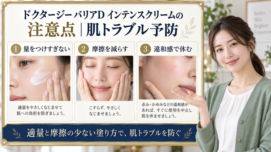 ドクタージー バリアD インテンスクリームの注意点を解説するアイキャッチ