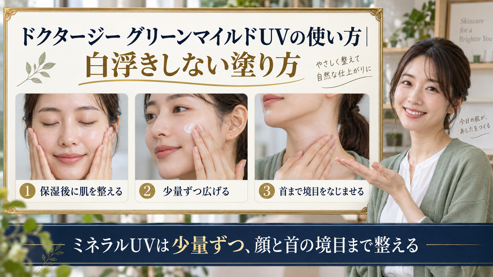 ドクタージー グリーンマイルドUVの使い方を解説するアイキャッチ
