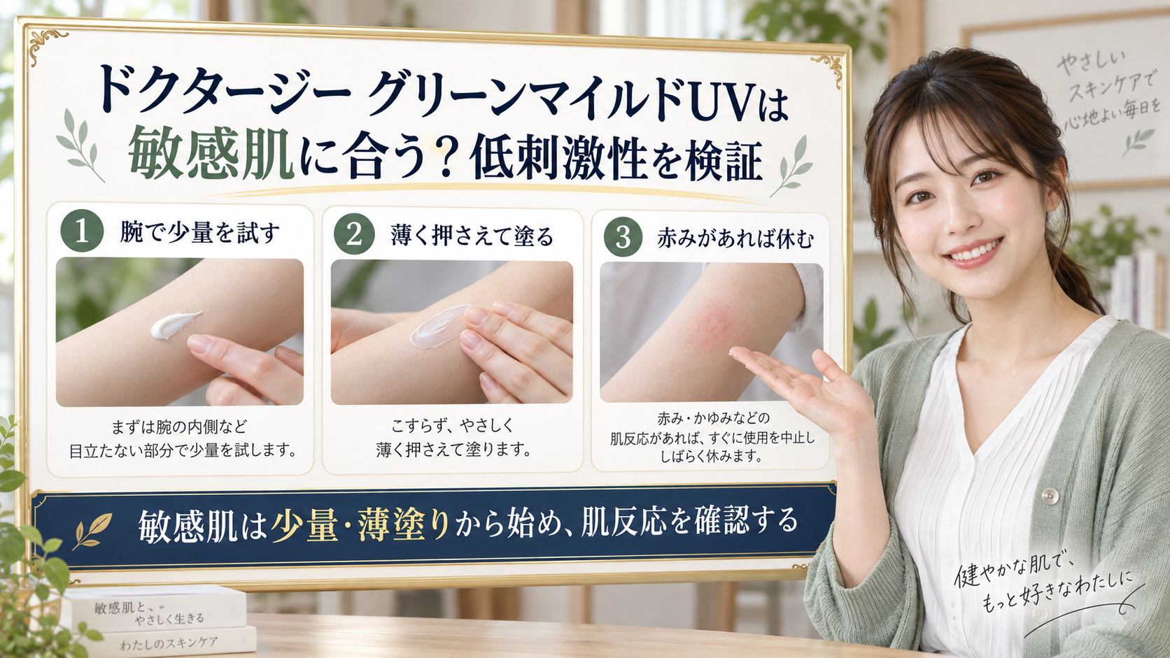 ドクタージー グリーンマイルドUVの敏感肌への使い方を検証したアイキャッチ