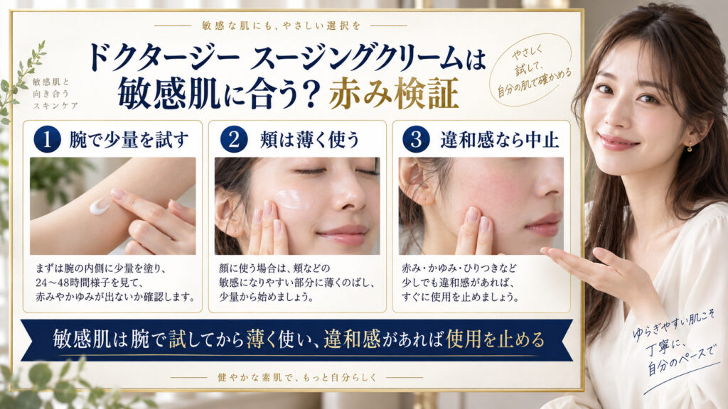 ドクタージー スージングクリームの敏感肌への使い方を検証したアイキャッチ