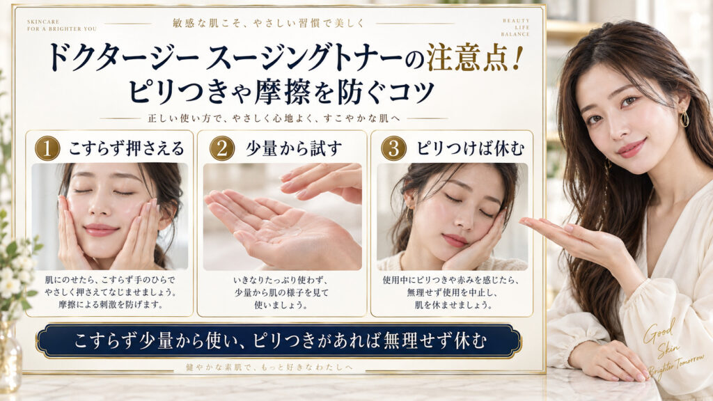ドクタージー スージングトナーの注意点をまとめたアイキャッチ