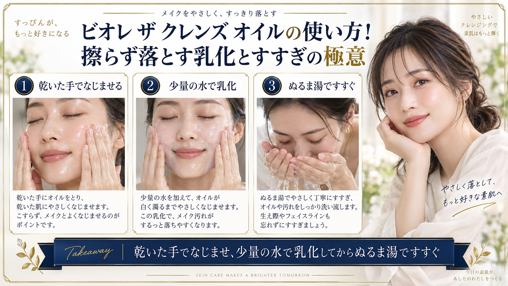 ビオレ ザ クレンズ オイルの使い方をまとめたアイキャッチ